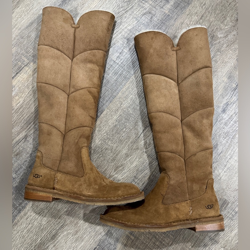 UGG Samantha Sibley Tall Knee High Shearling Boots- Chestnut Tan, Women’s Size 6